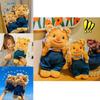 Adorable Yellow Denim Bear Plush Toy Cuddly Doll For Birthdays And Gifts