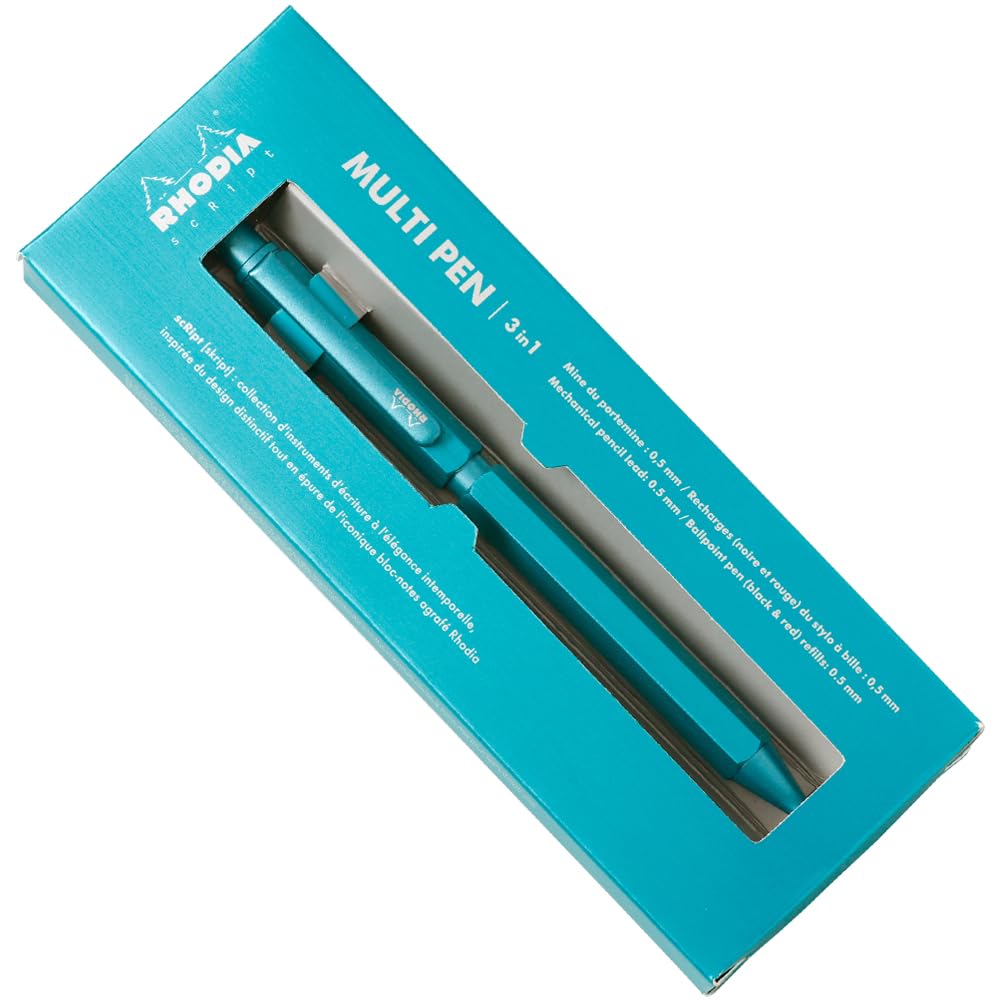 Rhodia Script Ballpoint Hexagonal Aluminum Hairline Low Viscosity Limited Edition RHODIA Cf9386n Pen, 0.7mm, Barrel, Body, Finish, Oil-Based Ink,