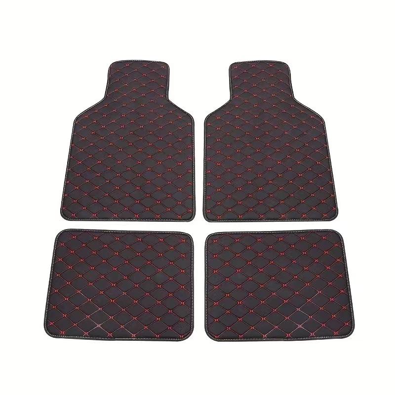 4pcs Car Floor Mats Waterproof PU Leather Universal Car Mats, Simple Design For Men And Women, Car Interior Accessories
