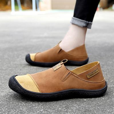 Men Handmade Leather Shoes Casual Hiking Shoes Outdoor Walking Driving Shoes Wide Head Over Sized