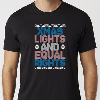 Xmas Lights And Equal Rights T-Shirt Unisex Uneek Tshirt Transgender Trans Tee