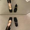 New Mary Jane small leather shoes metal chain British style soft sole square head 2026 temperament versatile retro