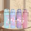 1PC Pink Pony Club Letter Print 750ml Color Plastic Sports Water Bottle Leakproof Flip Straw Lid Suitable for Sports Office Home Use