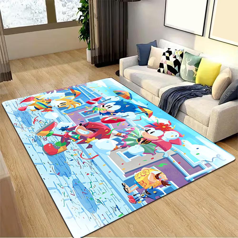 Sonic The Hedgehog Figures Set Decoration,Carpet,Living Room,Bedroom, Non-slip,Square rug