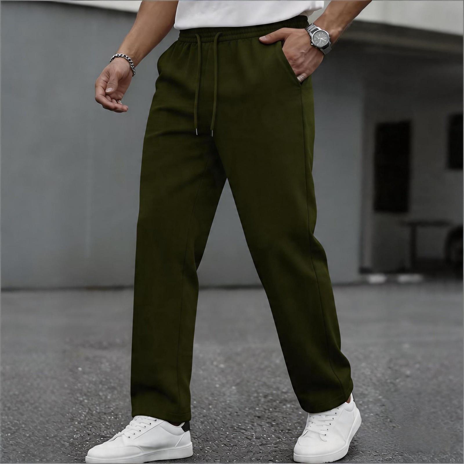 

Men s Elastic Waist Drawstring Pants Wide-fit Long Pants L