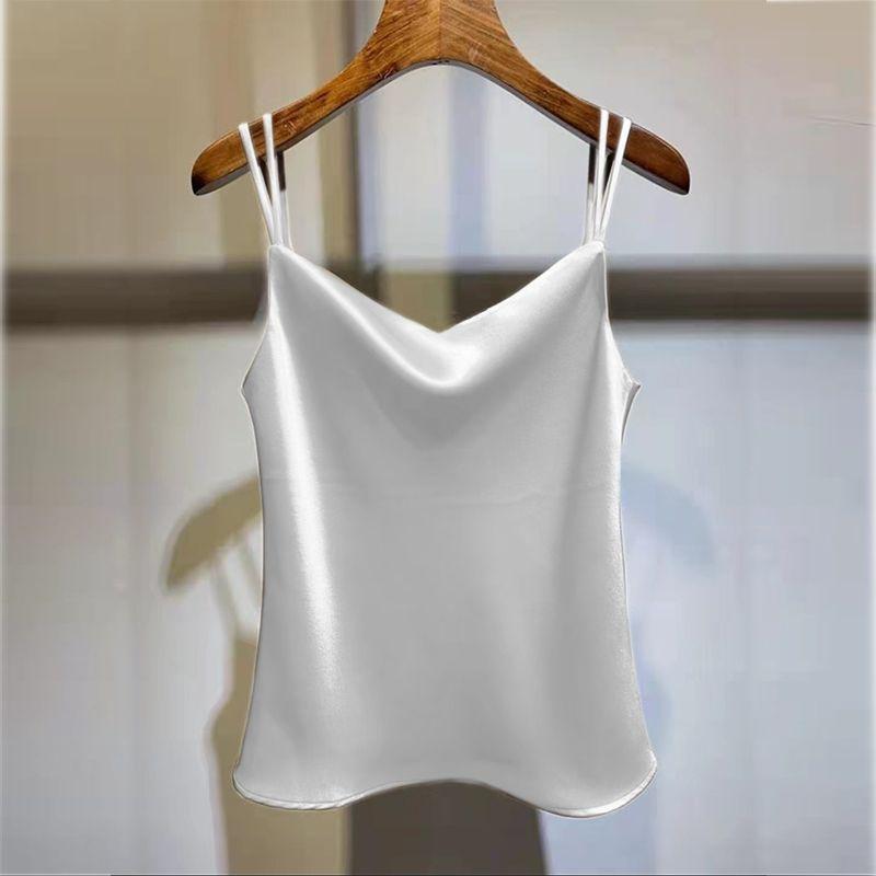 Design Sense V-neck Camisole Summer New Vest, Plus Size Women's Sleeveless Top Base Shirt Solid Color Suit Inner Layer
