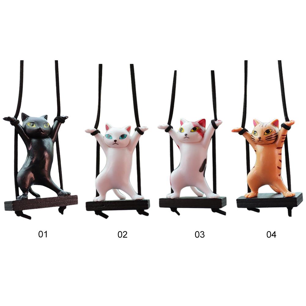 Cute Cat Branch Swing Hanging Pendant Swing Cat Car Interior Decoration Car Interior Hanging Decor Auto Interior Accessories