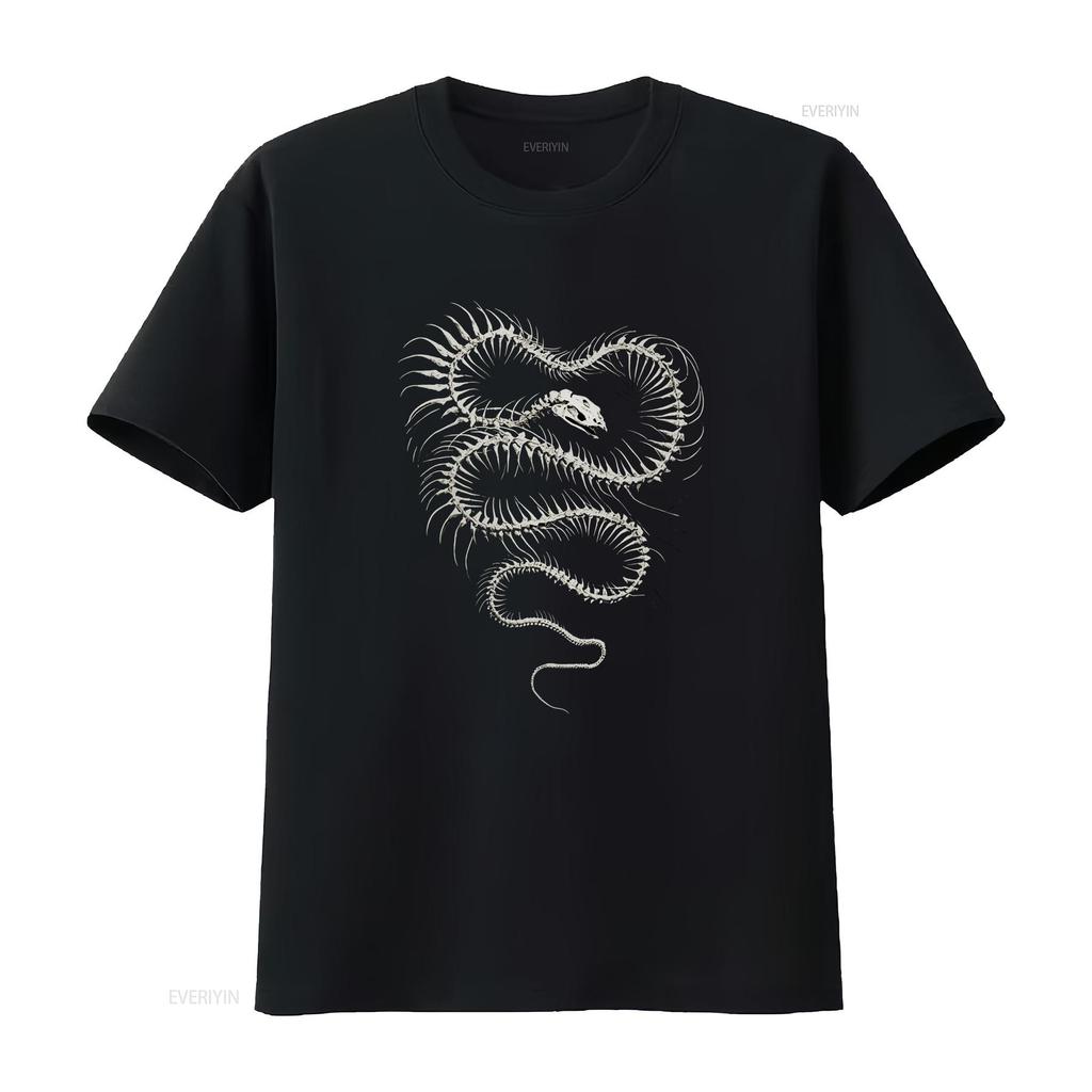 Yk Snake Skeleton T Shirt Retro Gothic Grunge Skull S Dark ArT Heavy Cotton For Her Him Vintage Washed Stylish Casual