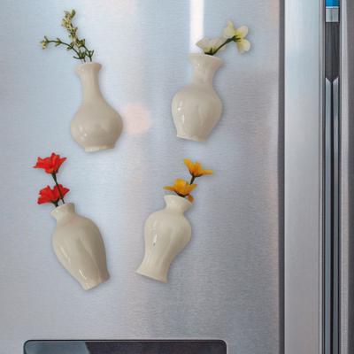 Mini keramická vázička magnet na lednici s umělou květinou Domov Kancelář Kuchyň Skříňka Lednice 3D Miniaturní Květinová Váza Magnetická Dekorace Ozdoba