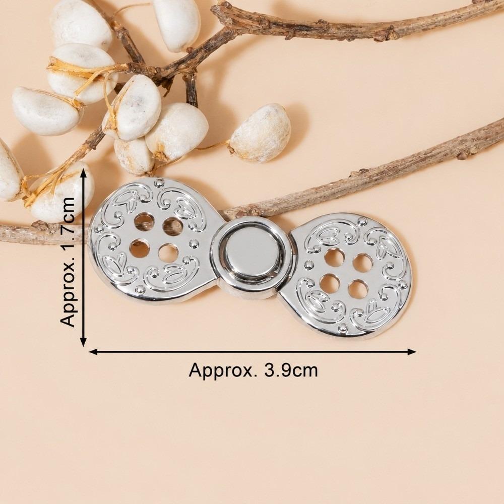 Carved Pattern Metal Frog Fastener Four Hole Garment Decor Button For Cheongsam
