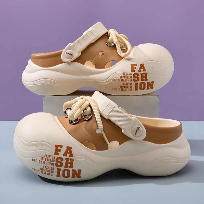 

Туфли с отверстиями женские тапочки летние с сумкой на носке шнурки и верхняя одежда для девочек пляжная обувь eva сандалии 39-40 бежевый