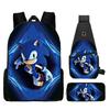 Backpack, Primary School Student Animation Schoolbag, Cartoon Backpack, Satchel, Pencil Bag, Three-Piece Set.