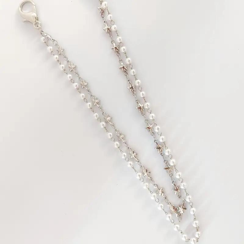 New Multifunctional Fashion Shoe Chain Personality All-match Star Love Pearl Double-layer Shoe Chain Punk Hip-hop Trend Accessories