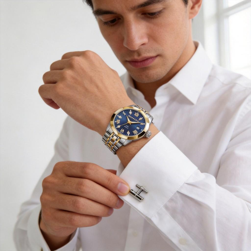 Mens Mechanical Watch With Dual Calendar And Water Resistance For Business Professionals