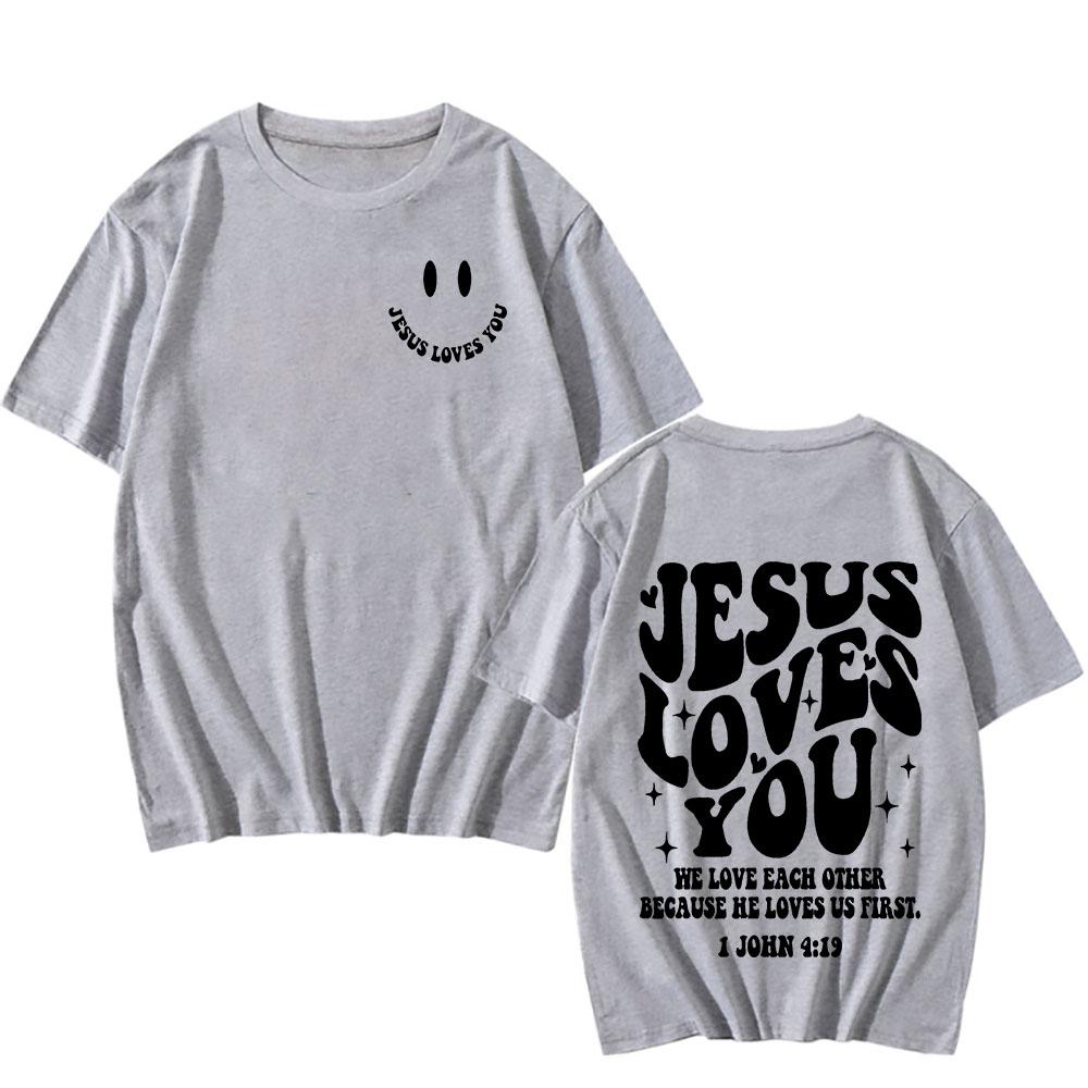 Jesus Loves You Oversized T-Shirt Men Women We Love Each Other Loose Letter Printed Tees Trendy Casual Cotton Aesthetic Tops