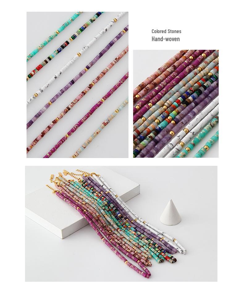 Bohemian Stone Bead Clavicle Necklace - Colorful, Simple, and Stylish Design