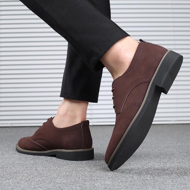 Men Dress Shoes Suede Leather Business Party Leather Wedding Shoes Men Flats Oxfords Formal Shoes