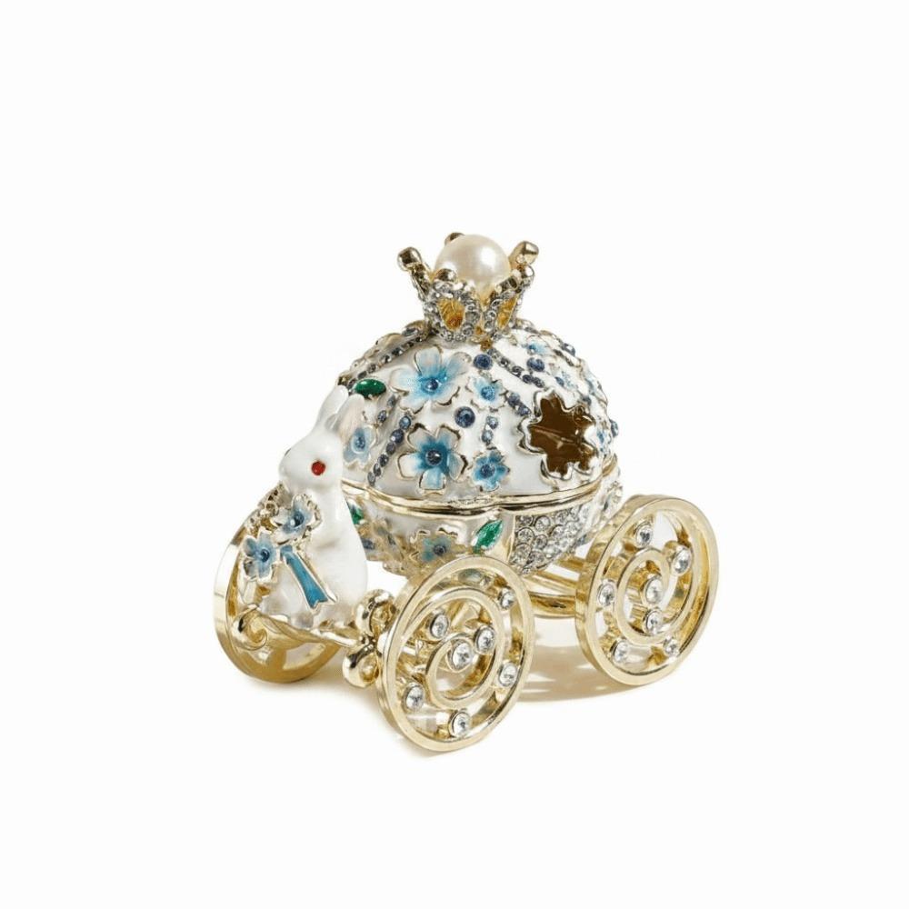 Bunny Pumpkin Carriage Crown Ring Holder Mini Size Metal Enamel Jewelry Box  Wedding Proposal Gift