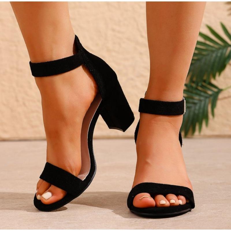 Black One Strap Super High Heel Sandals Women Summer Ankle Buckle Party Shoes Woman Elegant Wedding Plus Size High Heeled Shoes