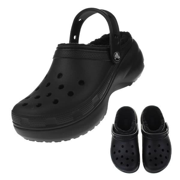 Crocs Classic Platform Lined Clogs Tulle 207938 001 Black