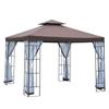 3 x 3(m) Terras Gazebo Luifel Tuinpaviljoen Tent Schuilplaats met 2-laags Dak en Muskietennet, Stalen Frame, Koffie