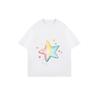 Oversize Women's Short-Sleeve T-Shirt with Pink-Yellow-Blue Gradient Star and Colorful Little Stars Print