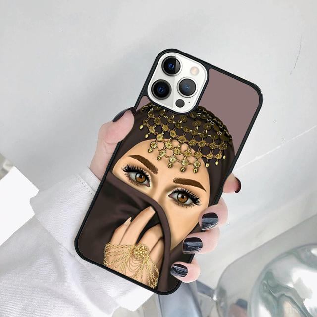 Muslim Islamic Arabic Hijab Face Gril Eyes Koran Phone Case For iPhone 17 Air 15 Pro MAX 16 Plus 14 12 11 13 coque