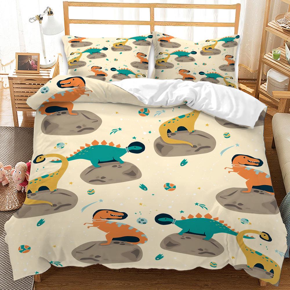 3D Digital Printing Cartoon Animal Bed Three-Piece Set Four-Piece Set