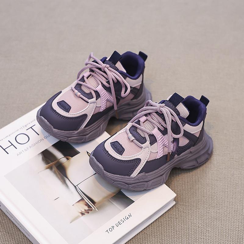 

Kids Sneakers Handsome Girls Running Shoes Mesh Breathable 2025 New Girls Sports Shoes Thick Soft Sole Comfort for Students 26 фиолетовый