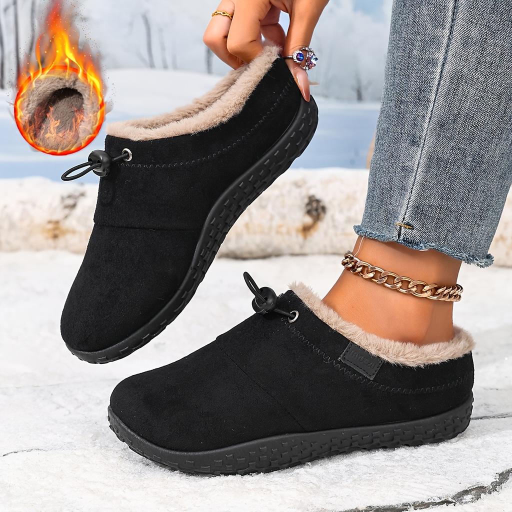 Women Autumn Winter Casual Shoes with Wide Toe Box, Fleece Lined Low Top Round Toe Comfort Walking Boots for Daily Wear