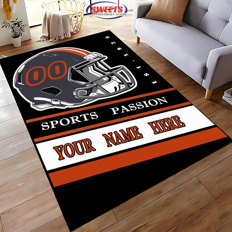 1 Stück personalisierter Fußballteppich mit Ihrem Namen und Ihrer Nummer, Geschenk für Fußballfans, Matte in großer Größe für Zuhause/Büro, Teppich, Besonderes Geschenk