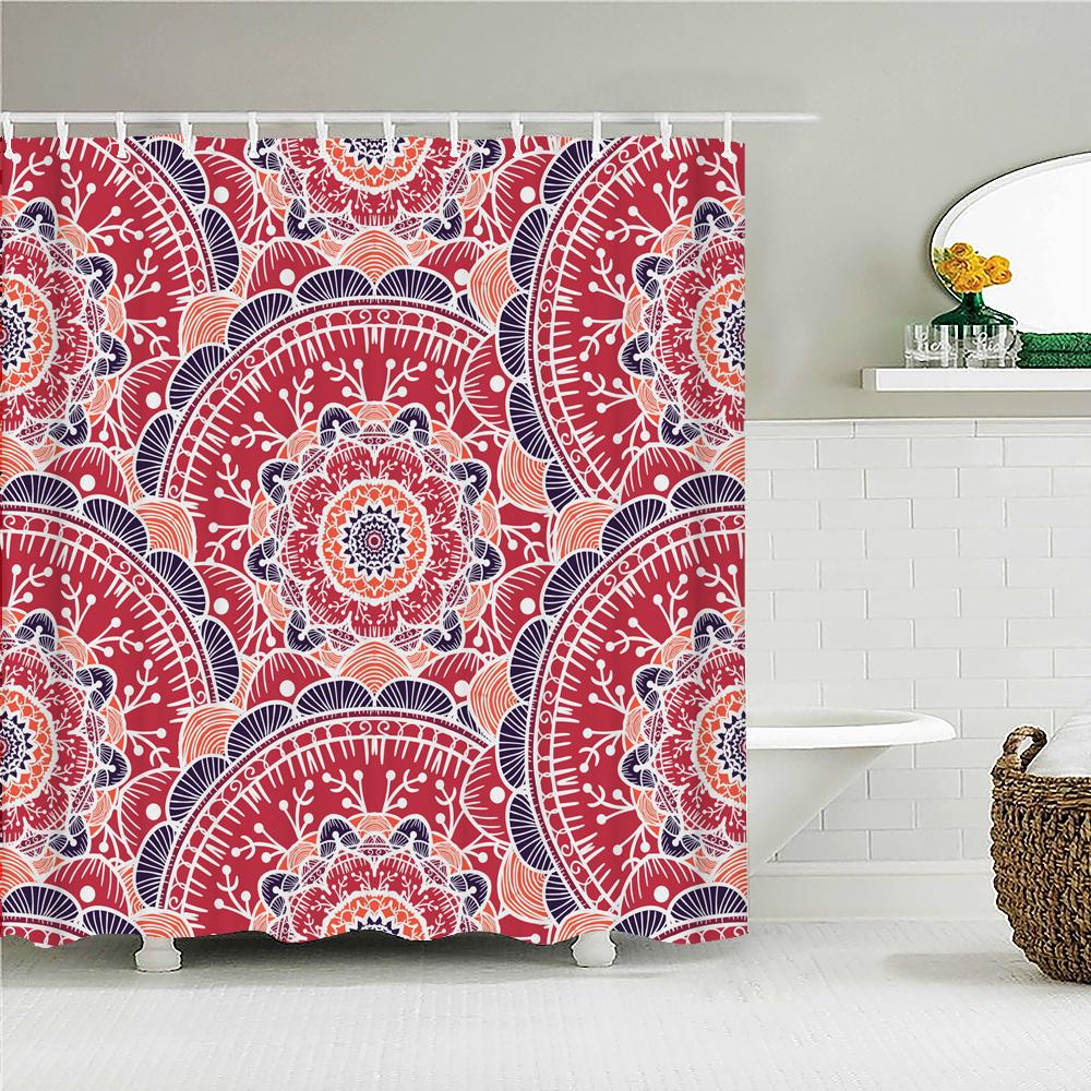 Indian Bohemian Style Shower Curtain Bathroom Waterproof Cloth Printed Mandala Decoration Bath Curtains large 240x180 With Hooks