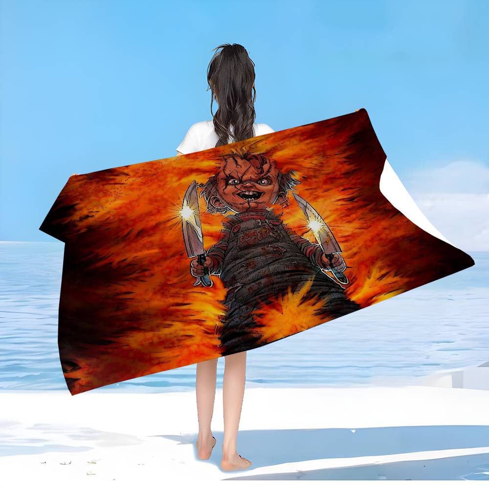 Classic Horror Movies Childs Play Anime Beach Swimming Towel Soft Absorbent Washcloth Children's Gifts For Kids Travel Camping