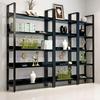 Modern Steel and Wood Multi-Layer Storage Rack for Living Room Display
