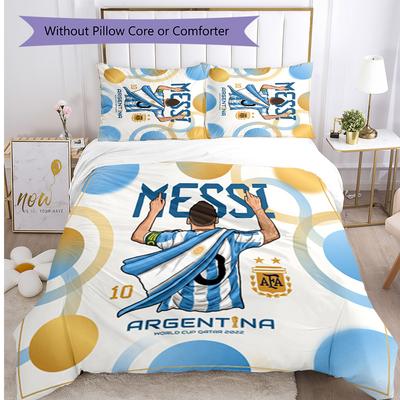 Argentina Football Printed Bedding 3 Piece Set Cozy Breathable Bed Cover Set As Housewarming Holiday Gift