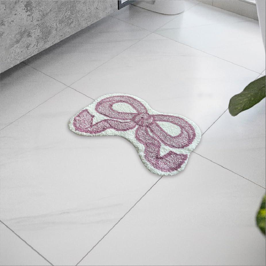 

Bow Imitation Cashmere Carpet Home Bathroom Soft Absorbent Mat Entry Welcome Mat Living Room Bedroom Rug Home Decor 40x60cm 16x24inch