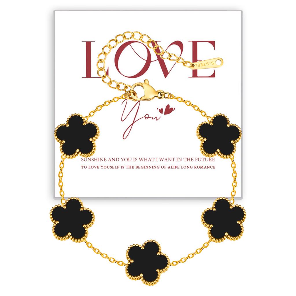 Vnox Luxury Lucky Four Leaf Leaves Clover Bracelets for Women Girls, Colored Flower Vintage Wristband, Love Gift for Wife Her GF