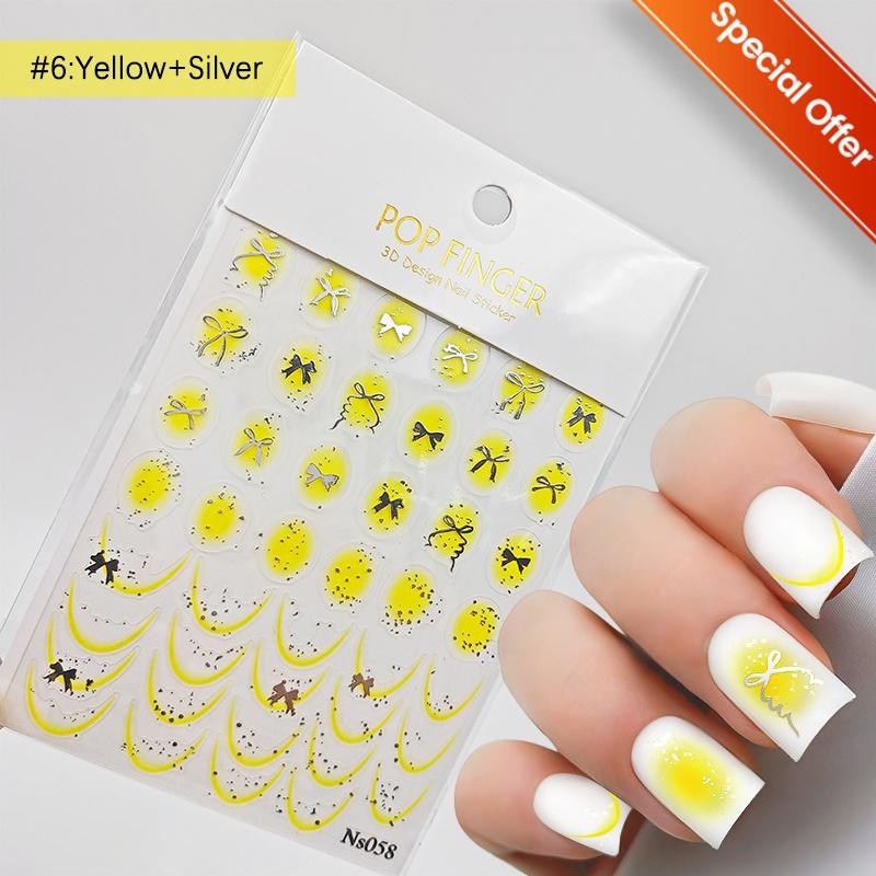 White 5D Pearl Lace Bowknot Wave Lines Nail Stickers Elegant Exquisite Nail Decoration Decals DIY Self Adhesive Transfer Slider