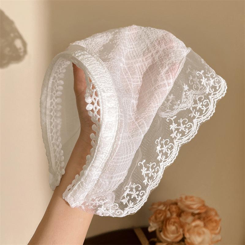 Fashion Vintage White Lace Headband, French Triangle Headband, Countryside Style Hairband for Women Girls Hair Hoops Accessories