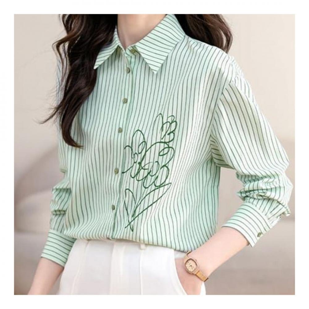 Navava Men S Art Stripe Long Sleeve Collar Shirt Nb1843