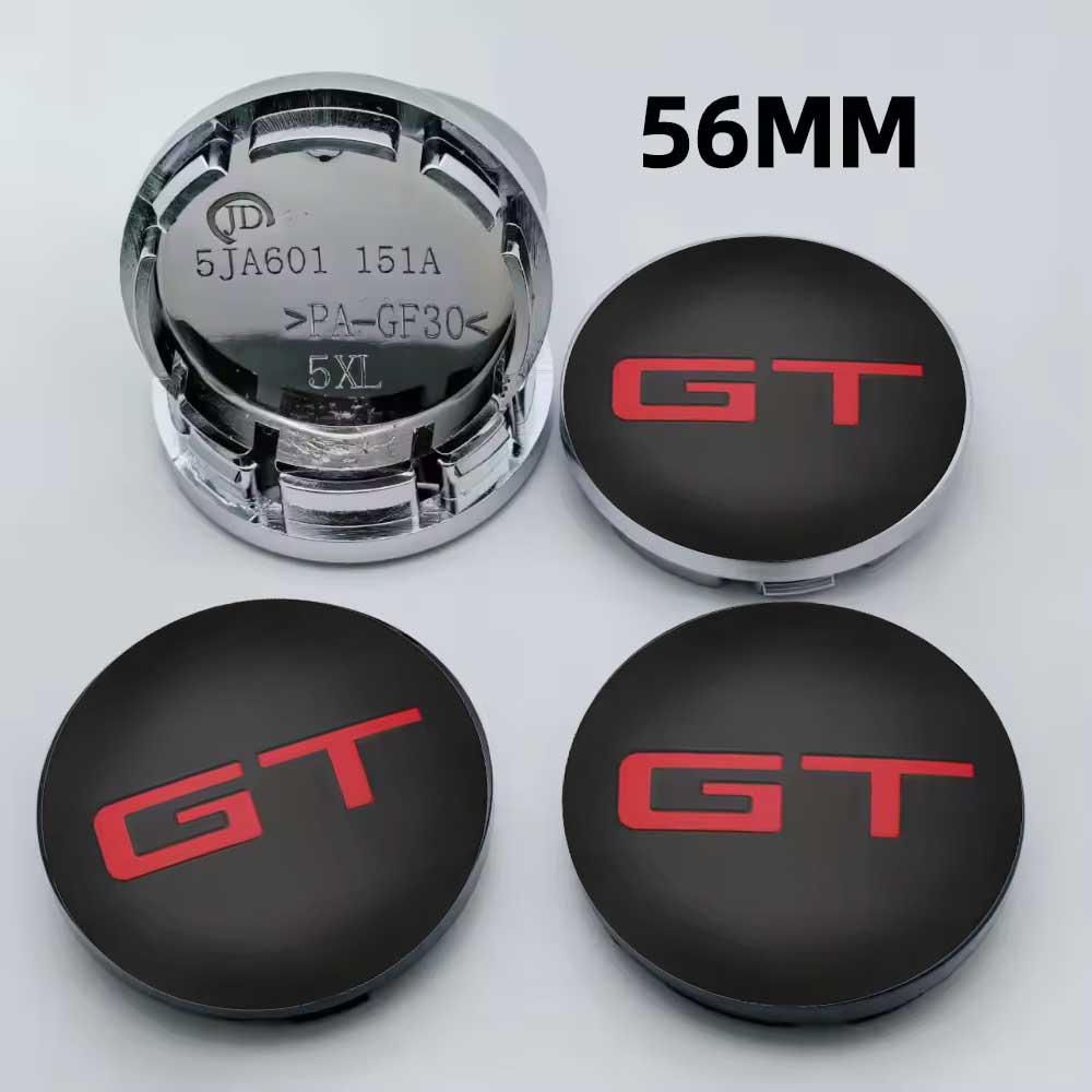 4Pcs 56MM Universal GT Logo Car Wheel Center Hub Caps Auto Rim Cover Sticker