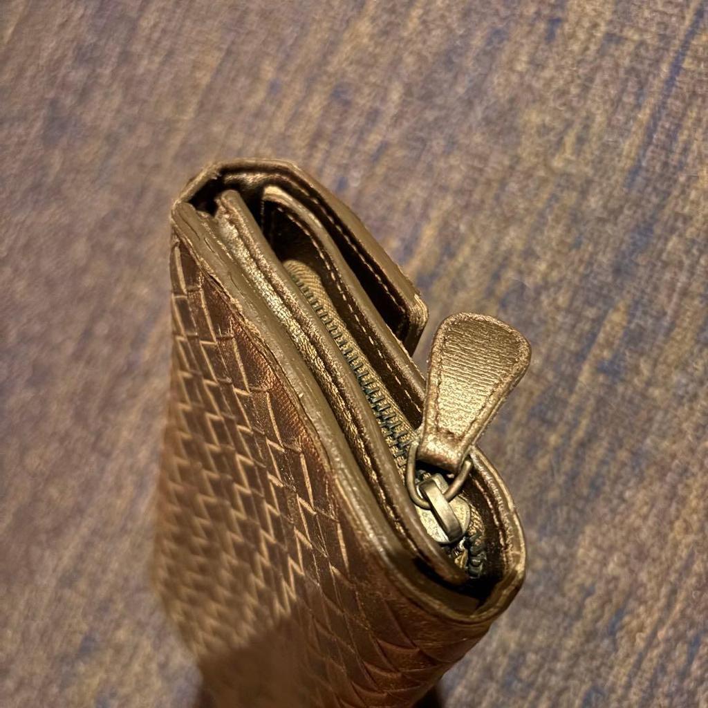 Used BOTTEGA VENETA Intrecciato Long Wallet Brown Gold