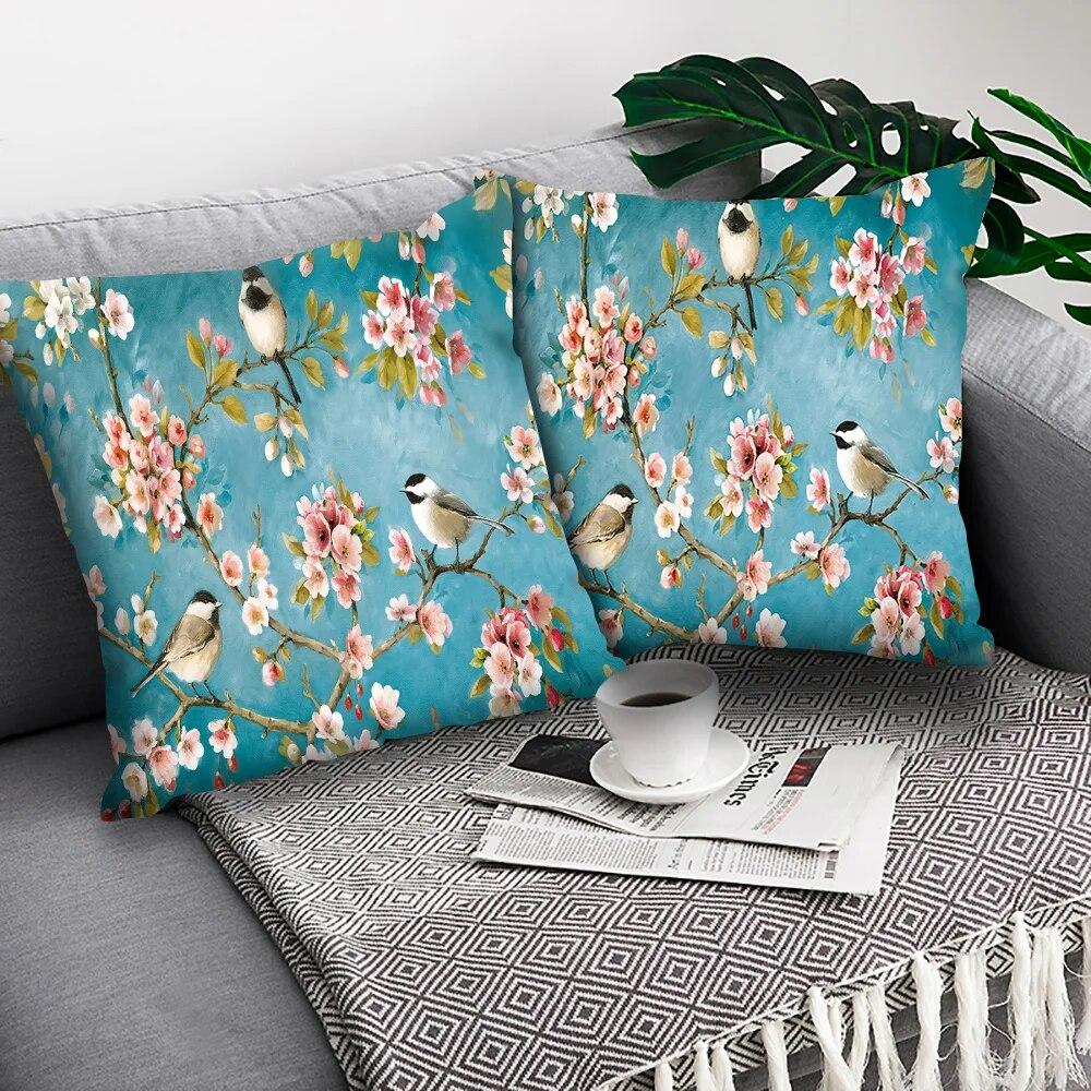 Schlafzimmer Wohnzimmer Kissenbezug Ölgemälde Vogel Chinesischer Stil Auto Sofa Heimdekor Kissenbezug
