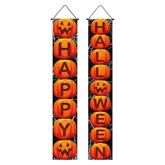 Party Hanging Decoration Halloween Porch Sign Banner, Pumpkin Ghost Awning Wall Supplies Door Decoration, Front Wreath Banner Yard Themed