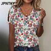 JPNTKY Women's Fashion Casual Short Sleeve V Neck Blouses & Shirts