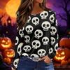 Women's Fashion Print Long Sleeve Top with Round Neck and Side Slits