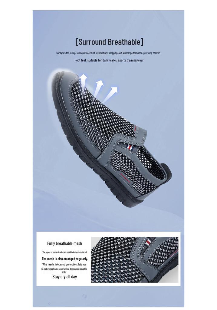 Men's Breathable Mesh Spring Shoes - Large Size Casual Polyurethane Cloth Shoes