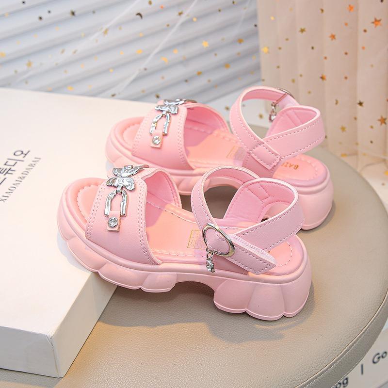 Cool Sandals for Girl Soft-Sole Height-Increasing Casual Sandals for Outdoor Wear Butterfly Graphic Cute Girl Shoes