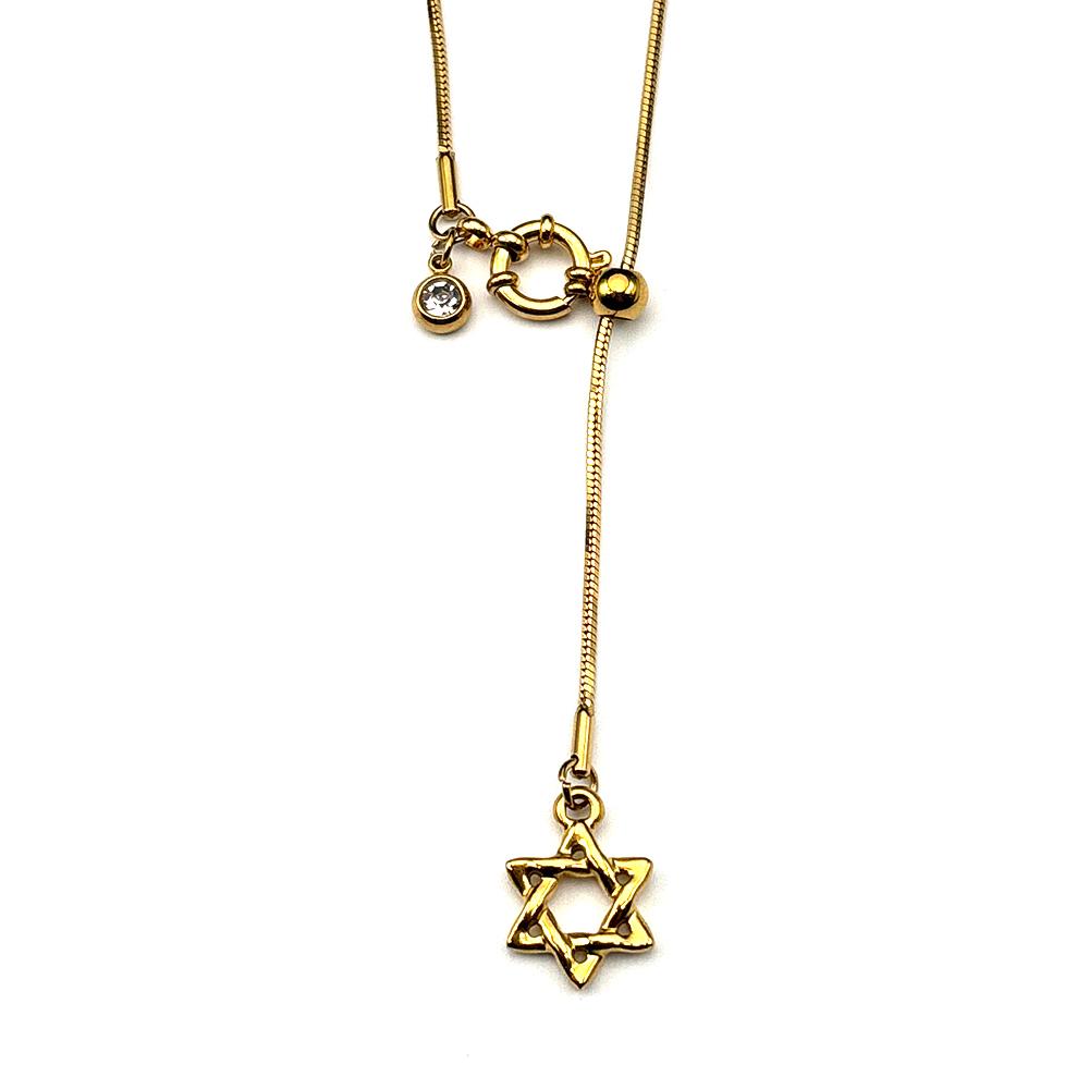 Israel Hexagram Je Magen David Pendant Necklace for Women Men Stainless Steel Star of David Adjustable Chain Jewelry Gift