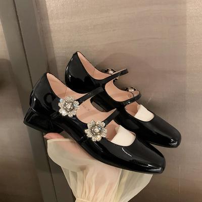 Mode nouveau créateur boucle en cristal escarpins Mary Jane femme double ceinture talons moyens-hauts chaussures dames paillettes strass ballerines chaussures de soirée